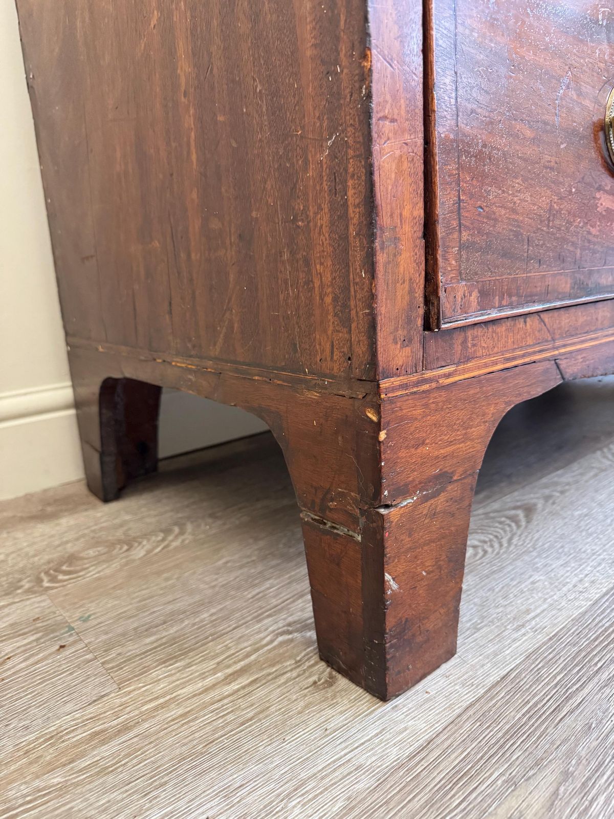 photo vintage Antique Georgian Mahogany Solid Wood Chest Of Drawers   5 Drawer Dresser