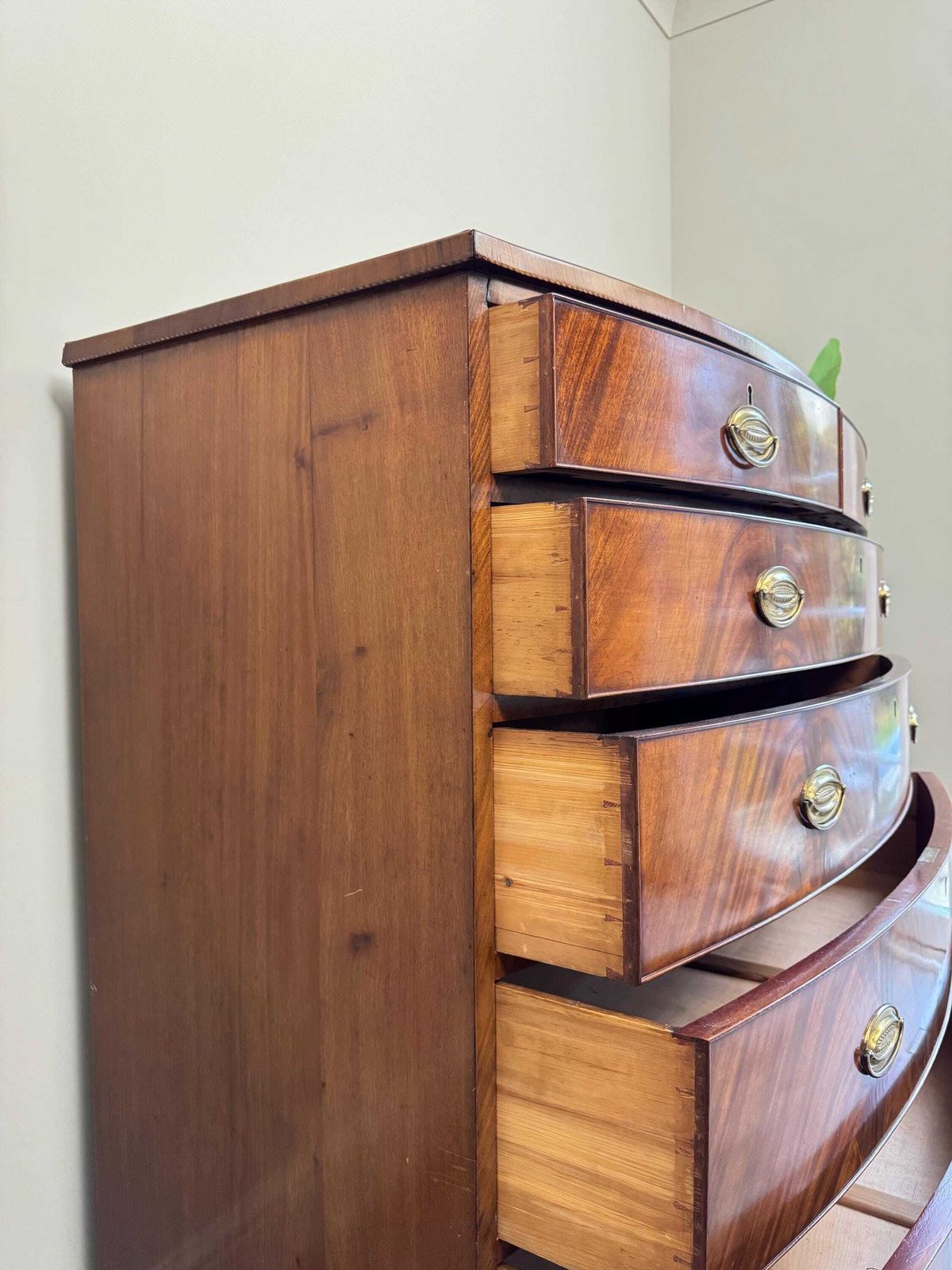 Antique Georgian Bow Fronted Solid Wood Extra Large Chest Of Drawers photo 1295.0