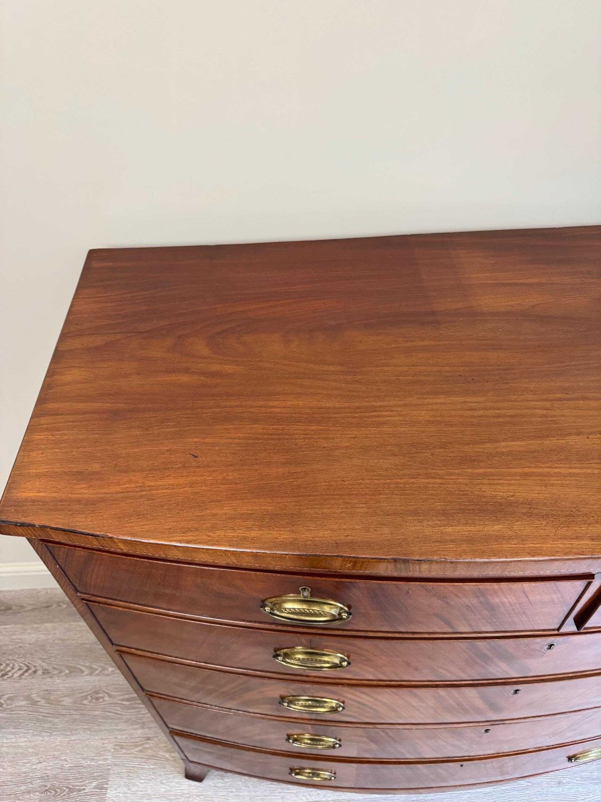 Antique Georgian Bow Fronted Solid Wood Extra Large Chest Of Drawers photo buy