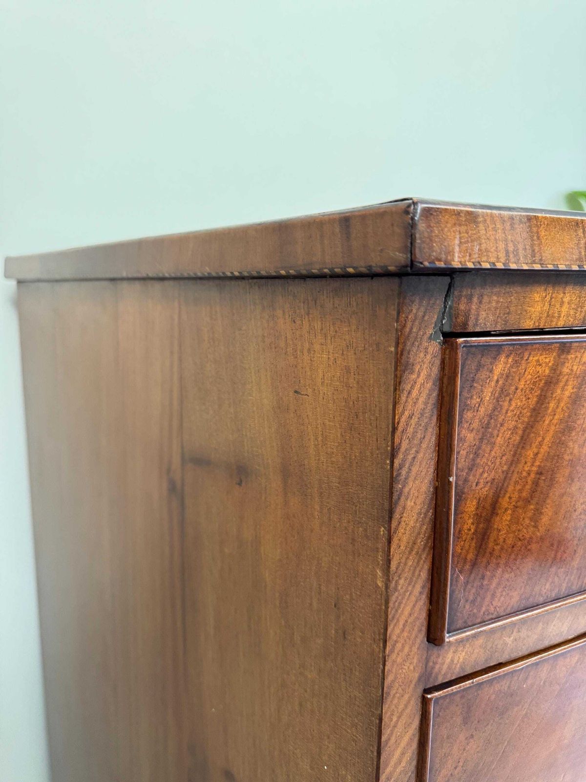 Furniture Antique Georgian Bow Fronted Solid Wood Extra Large Chest Of Drawers photo