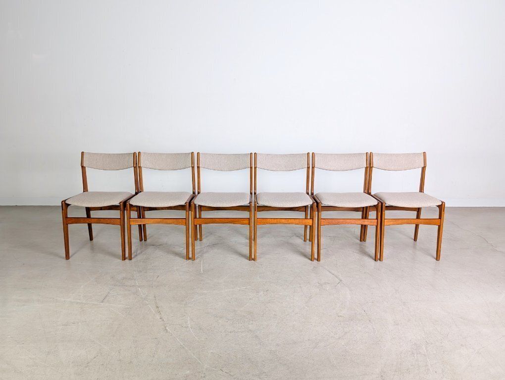 Original 6 Piece Set Of Erik Buch Chairs, Mid Century Style, Teak Vintage photo furniture