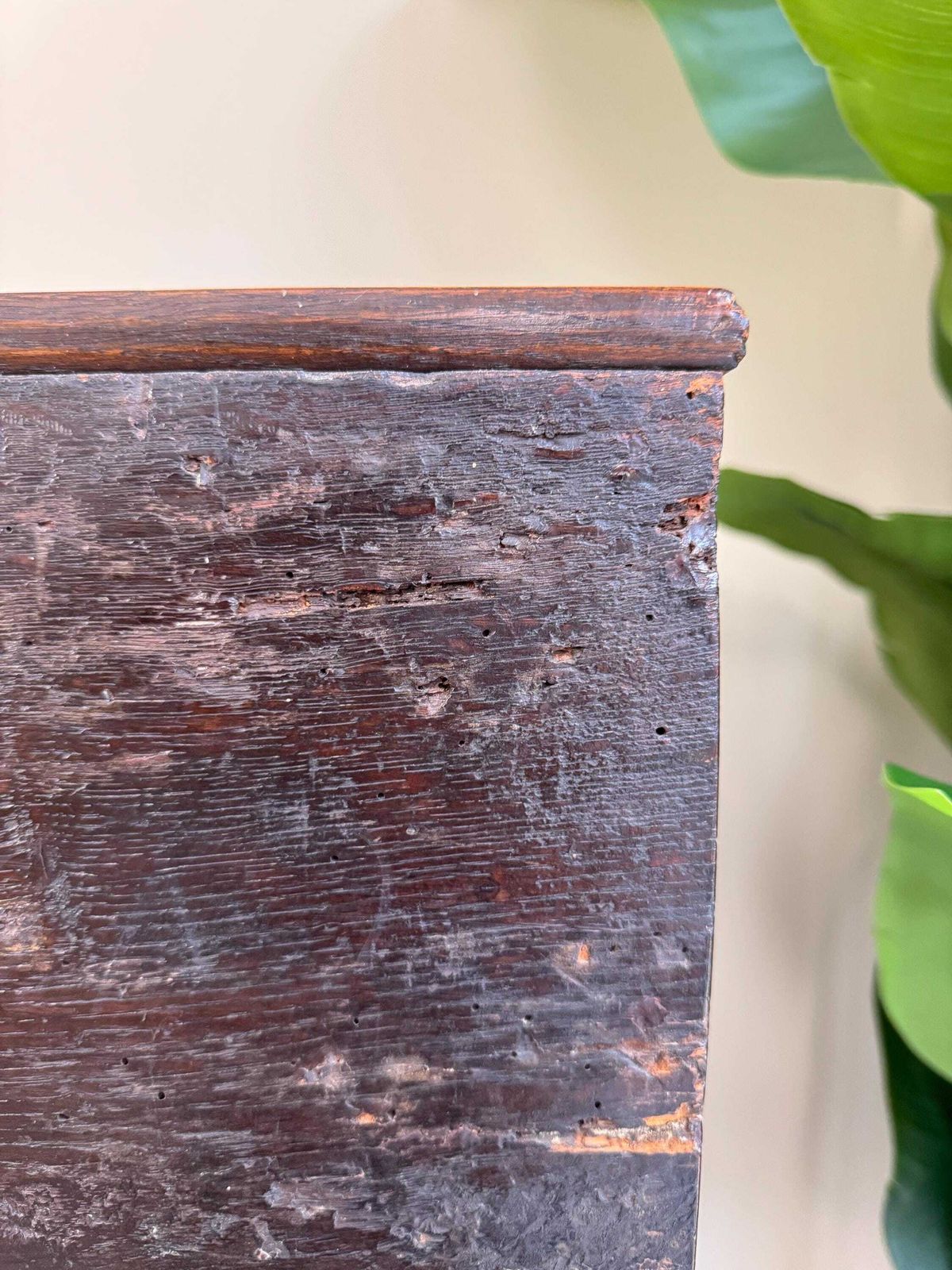 550.0 Antique Carved Oak Bible Box On Stand – Circa Early 18th Century Storage Chest photo