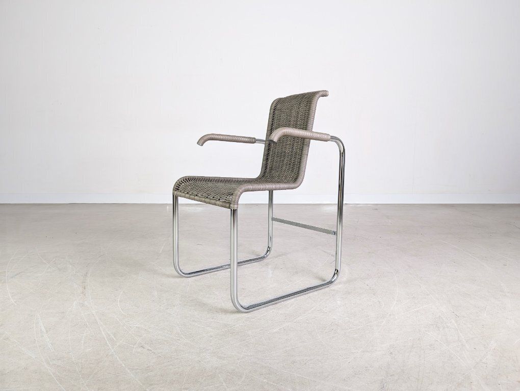 Original Tecta D26e Chair, Woven Grey, Cantilever Chair With Armrests photo 560.0