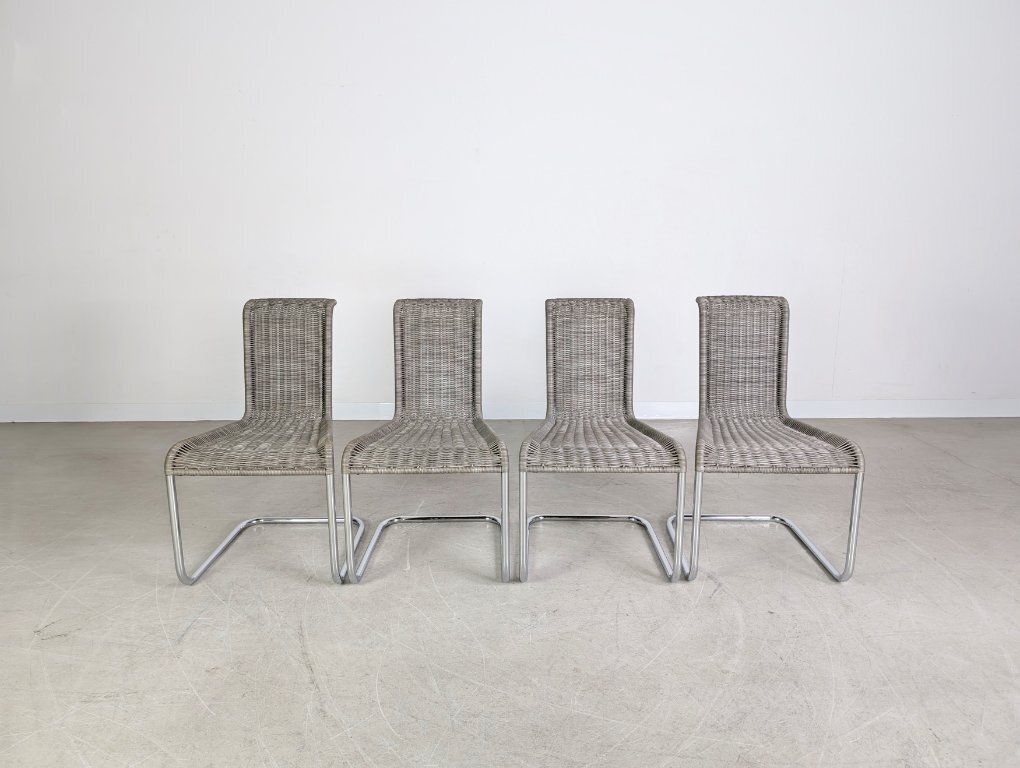 Original 4 Piece Set Of Tecta Cantilever Chairs B20 Jean Prouve, Grey photo furniture