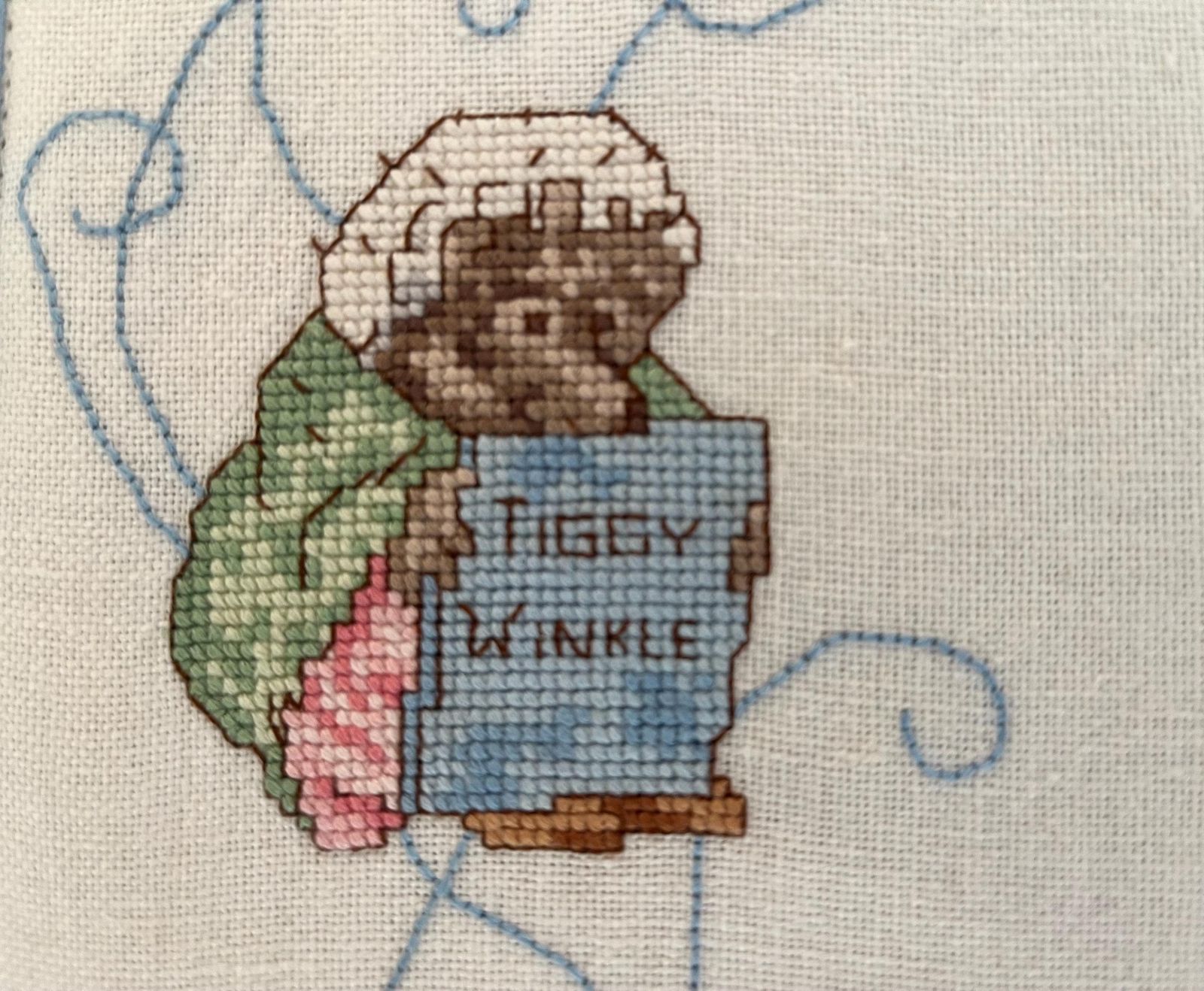 photo for sale Vintage Hand Embroidered Peter Rabbit & Friends Height Chart Children's Wall Hanging Tapestry
