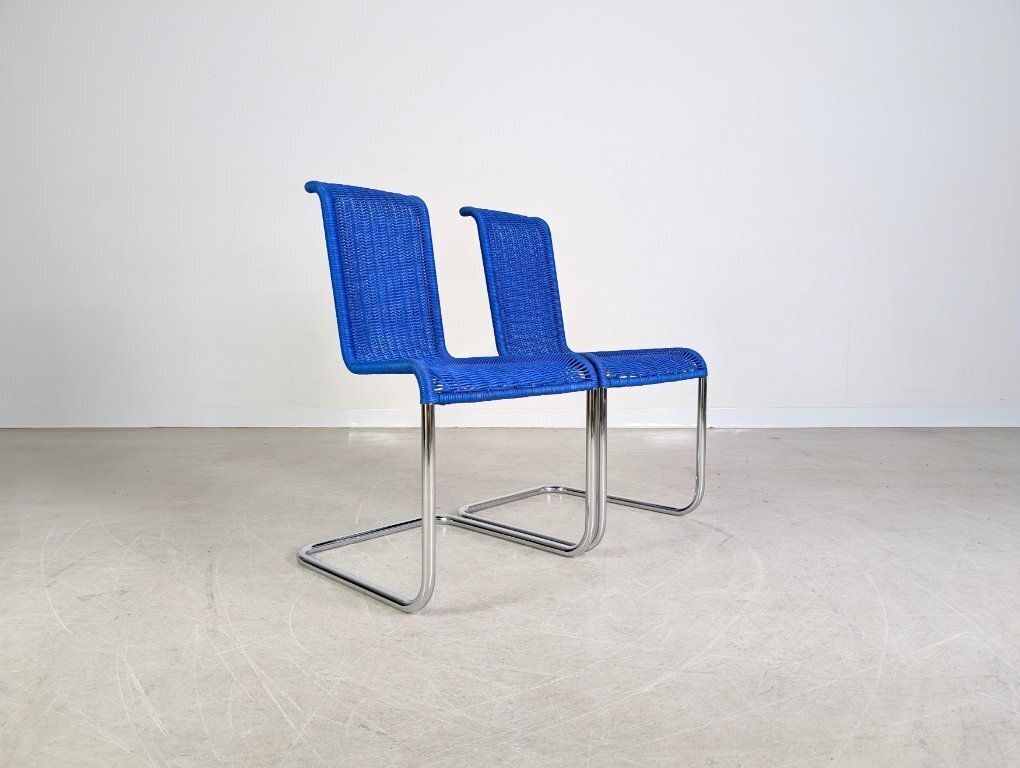 Original 2 Piece Set Tecta Cantilever Chairs B20 Jean Prouve Cantilever Chair Blue photo Furniture