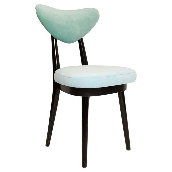 Mid Century Green And Blue Mixed Velvet Heart Chair Europe 1960s