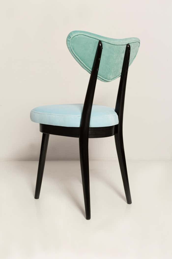 Mid Century Green And Blue Mixed Velvet Heart Chair Europe 1960s photo vintage