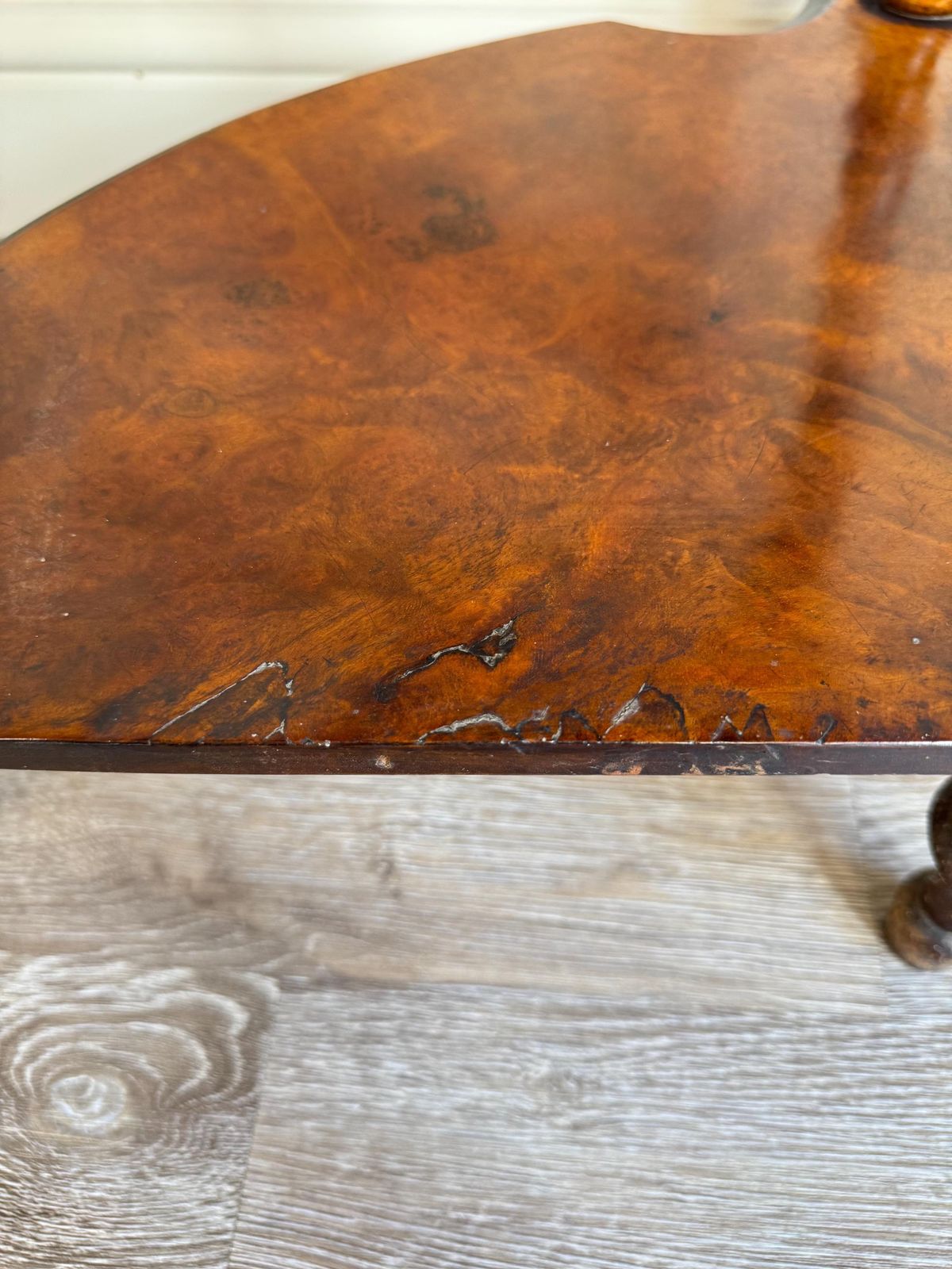 photo buy Antique 19th Century Victorian Walnut Marquetry Inlaid Serpentine Watnot Shelving Unit