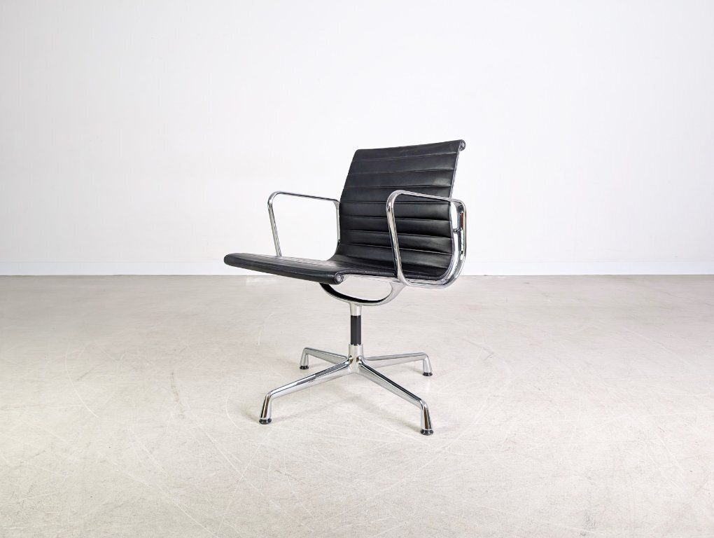 Original 3x Vitra Charles & Ray Eames Chair Ea 108 Leather Black photo vintage