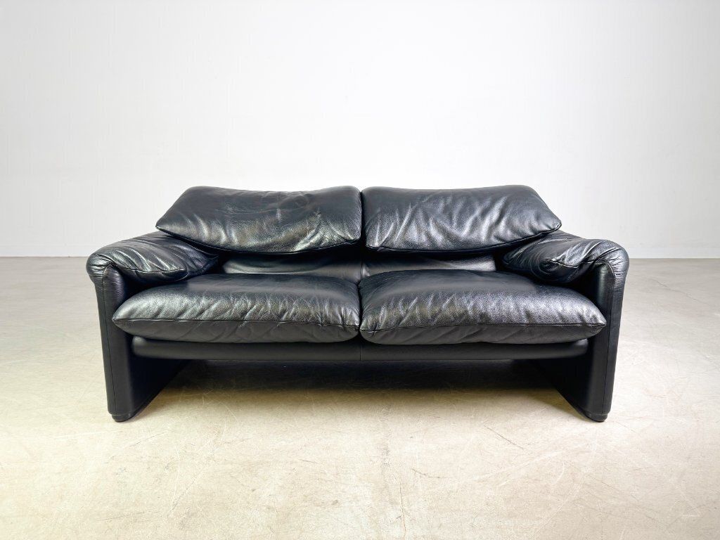 Cassina Maralunga Two Seater Sofa Couch Vico Magistretti Leather photo furniture