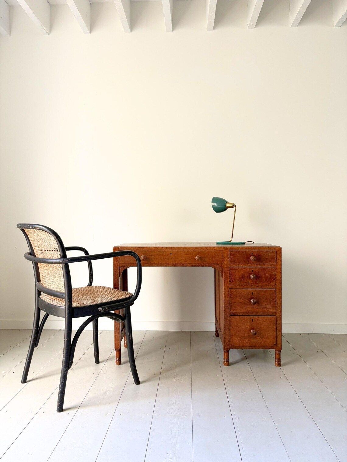 Green Metal Desk Lamp Task Light By Robert Caillat, French Mid Century C.1950 photo for sale