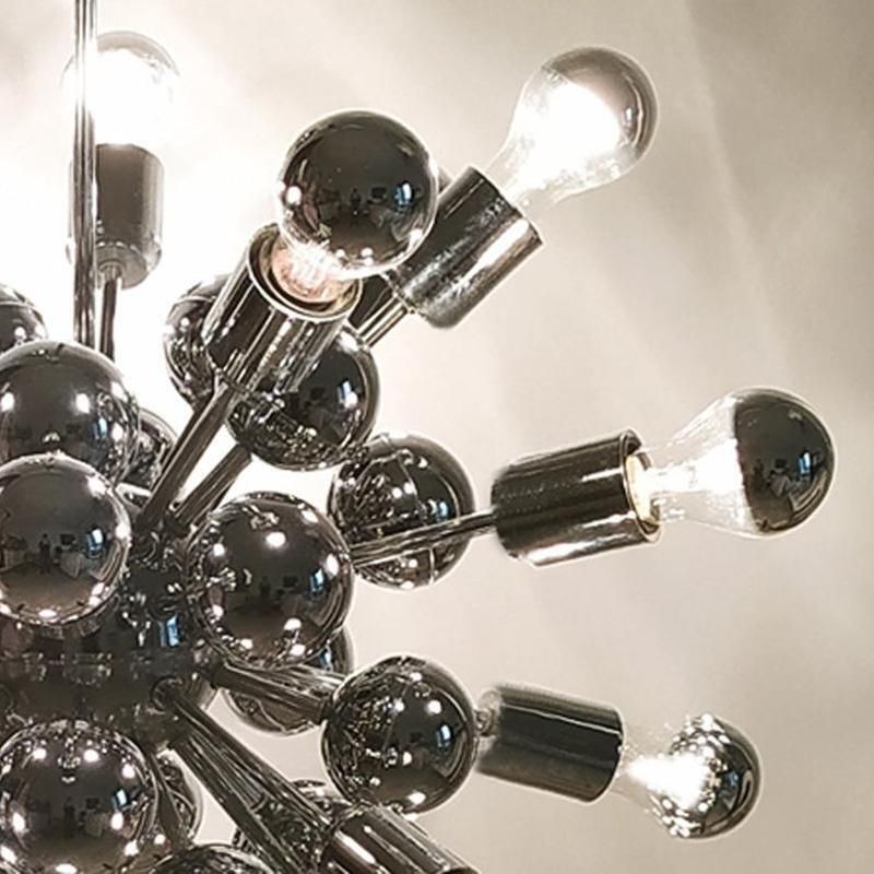 photo for sale 1970s Astonishing Chandelier Sputnik By Goffredo Reggiani In Chrome. Made In Italy