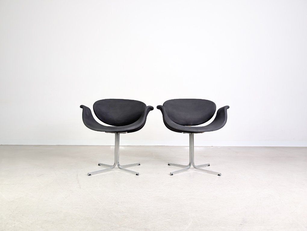 Set Of 2 Little Tulip Armchairs Artifort Pierre Paulin 1970 Black photo for sale