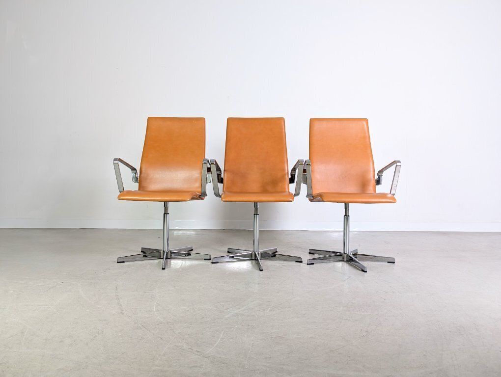 Original 3 Piece Set Of Fritz Hansen Oxford Arne Jacobsen Office Chairs photo Furniture