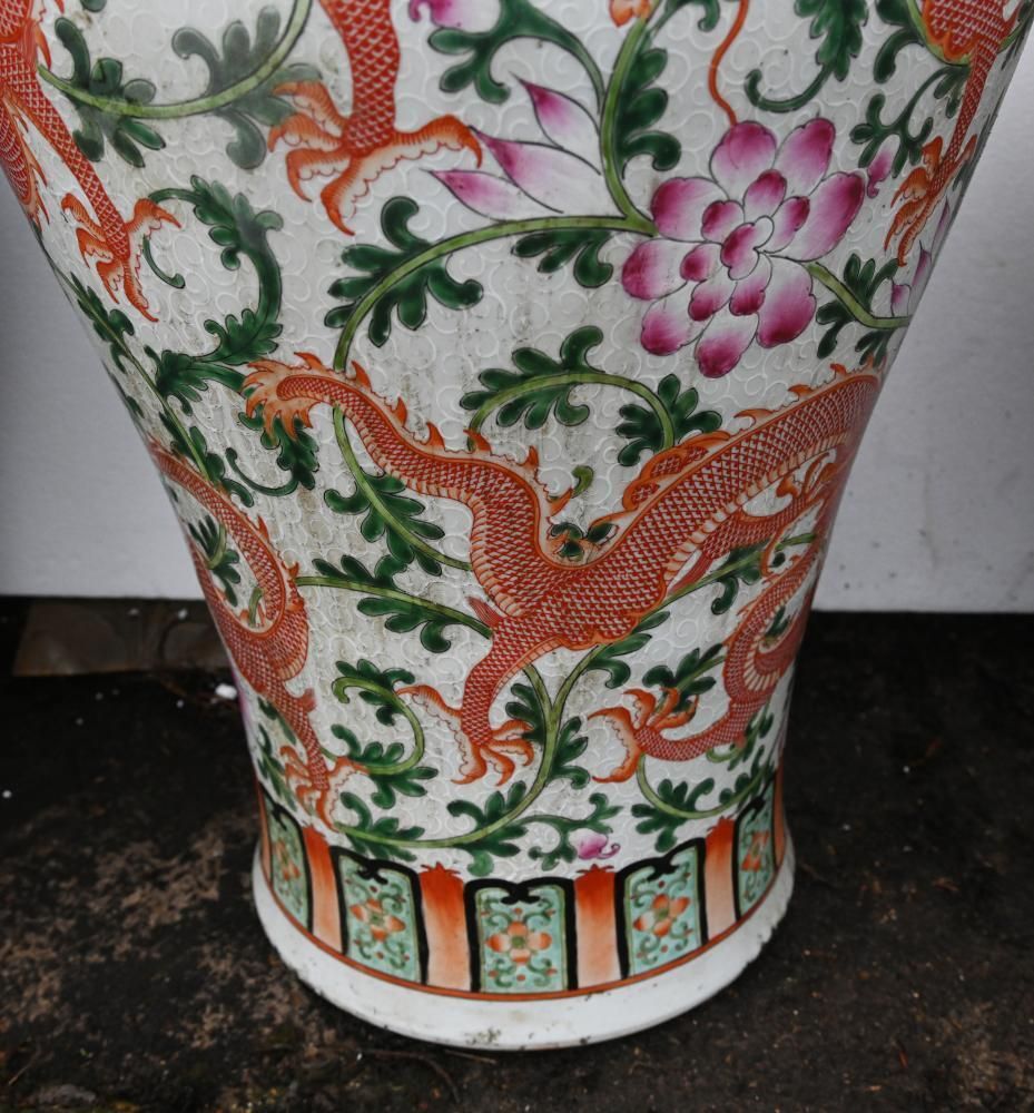 Chinese Qianlong Porcelain Lidded Dragon Vases Urns Pottery Ginger Jars photo 1695.0