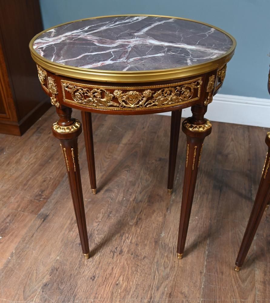 Pair French Side Tables   Empire Gilt Marble photo Furniture