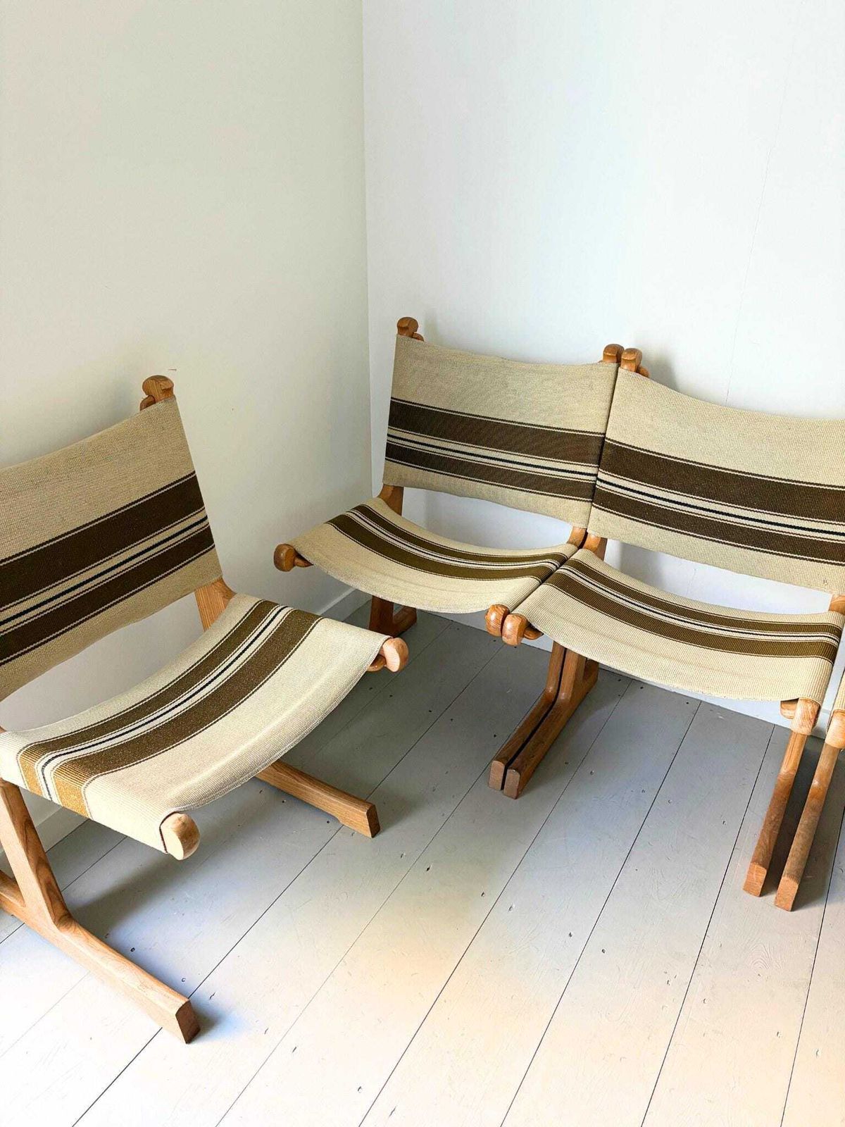Mid Century Danish Dining Chairs With Fabric Sling Seats, By France & Son photo Furniture