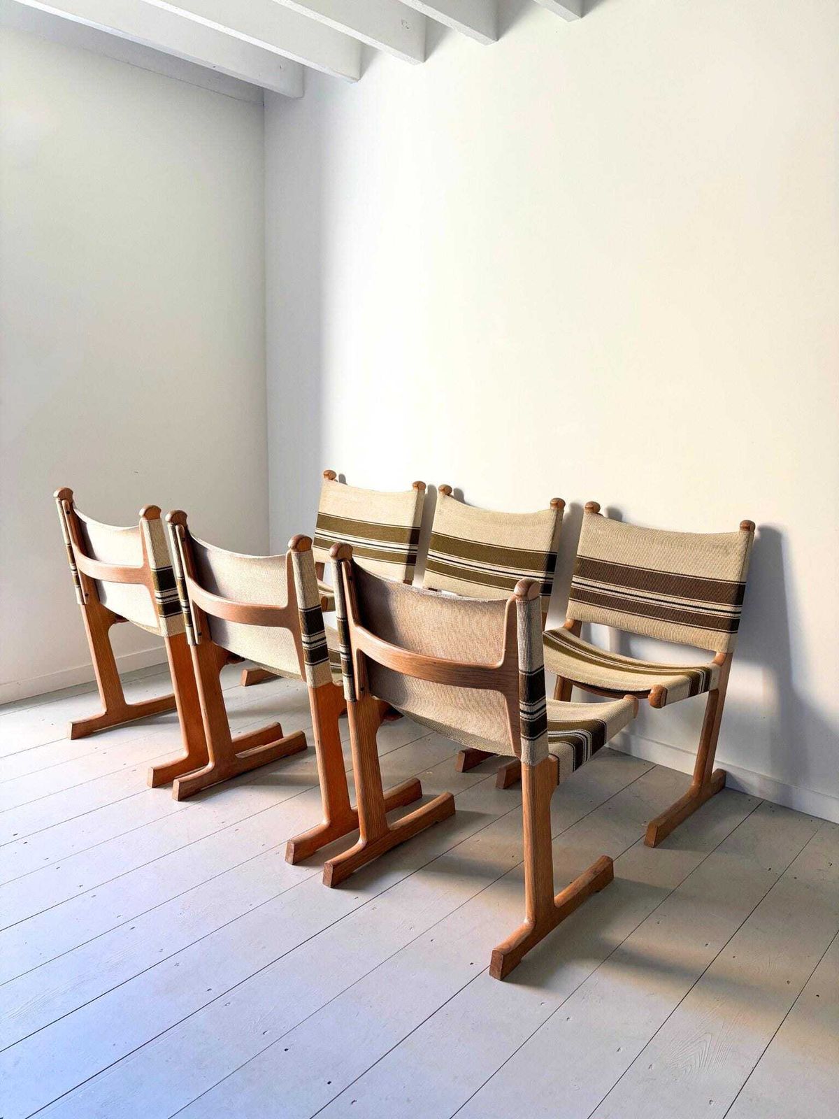 Mid Century Danish Dining Chairs With Fabric Sling Seats, By France & Son photo vinterior