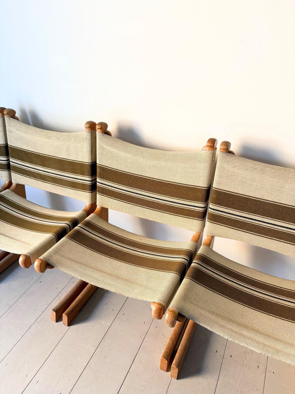 photo furniture Mid Century Danish Dining Chairs With Fabric Sling Seats, By France & Son