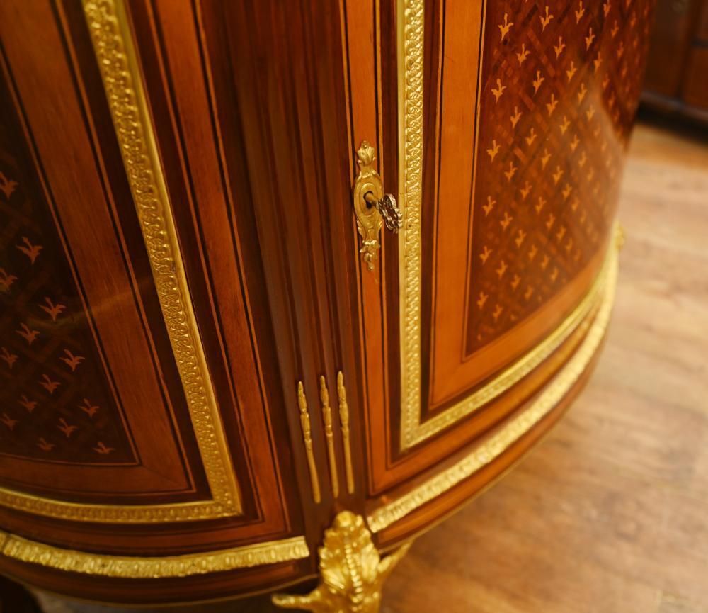 Pair French Empire Demi Lune Commodes Marquetry Cabinets Gilt photo 6750.0