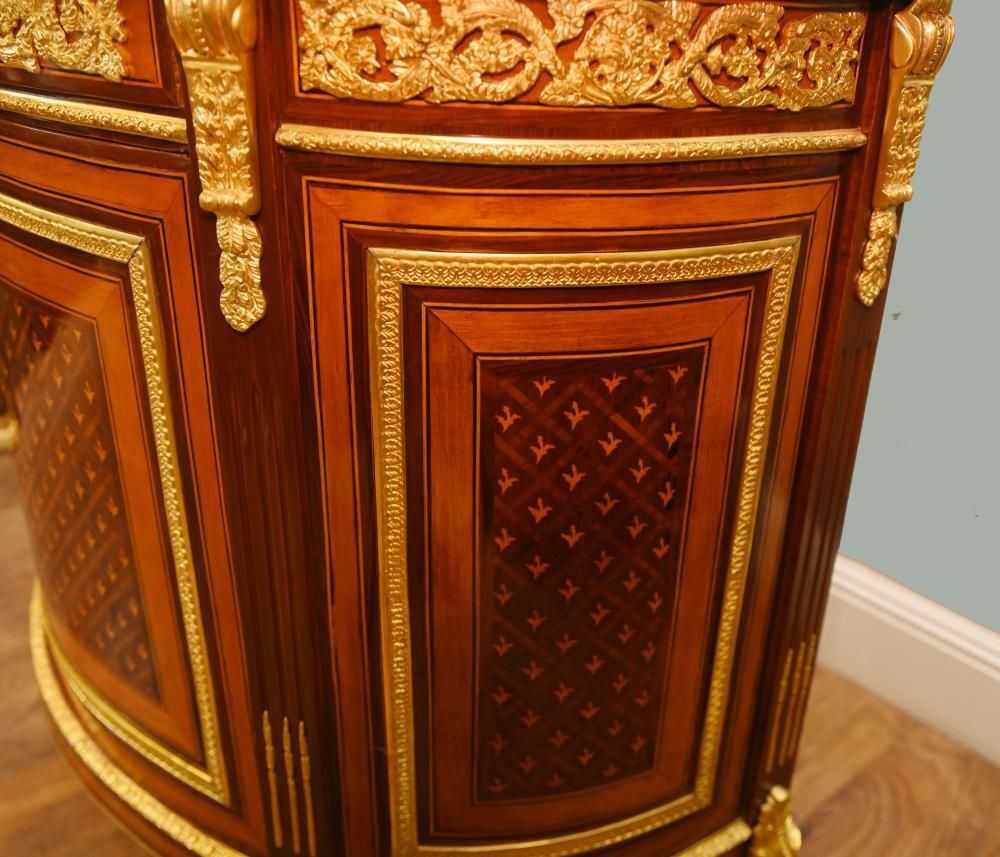 Pair French Empire Demi Lune Commodes Marquetry Cabinets Gilt photo buy