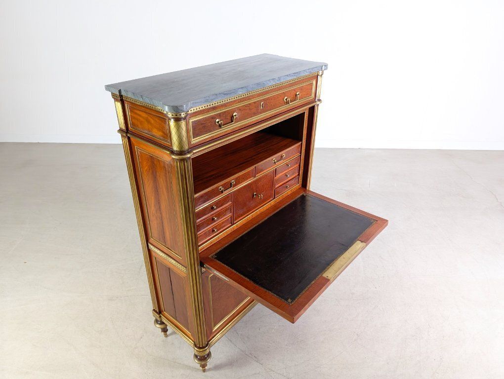 photo furniture Original Louis XVI Chest Of Drawers/Secretary, Mahogany, Brass