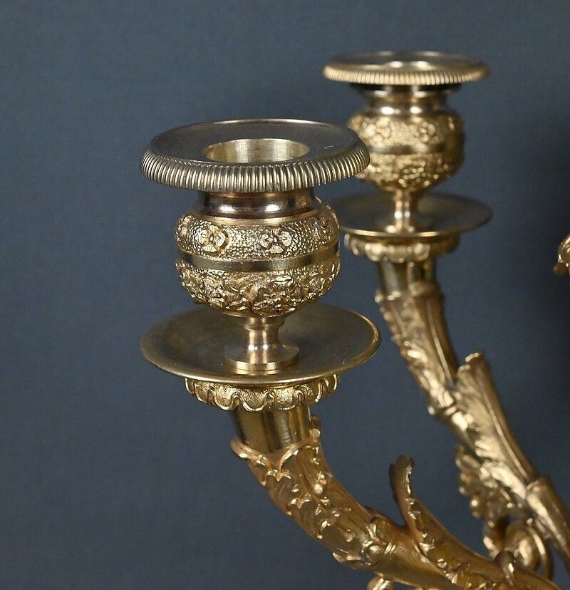 Gilt Bronze Candelabra, Restoration Period – Early 19th Century photo vintage