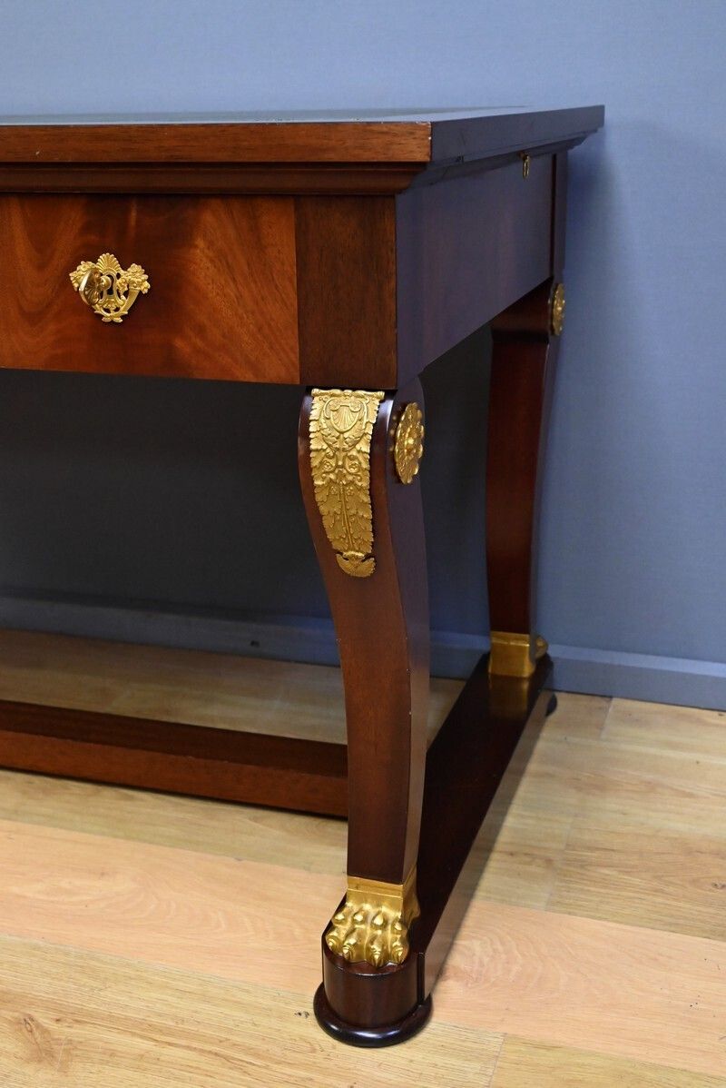 Furniture Mahogany Desk, Egyptian Revival Style – 20th Century photo