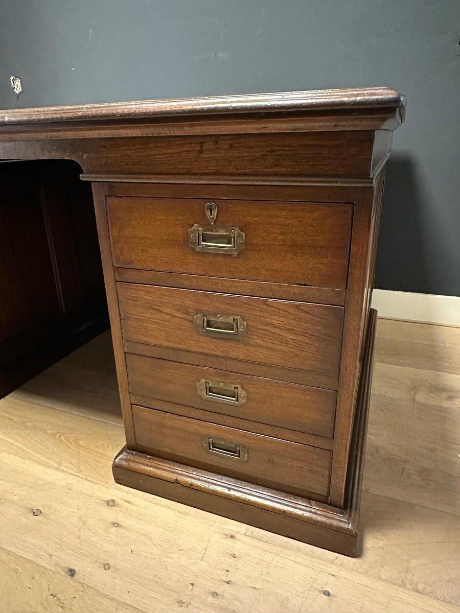 Antique Partner's Desk In Teak, 1800s photo furniture