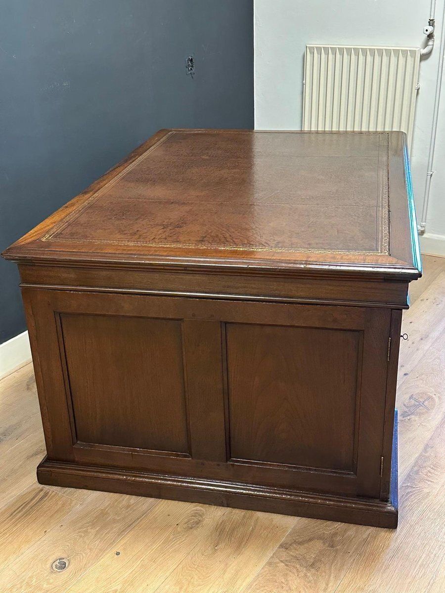 Antique Partner's Desk In Teak, 1800s photo Furniture