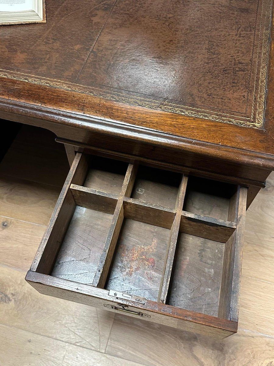 2108.0 Antique Partner's Desk In Teak, 1800s photo