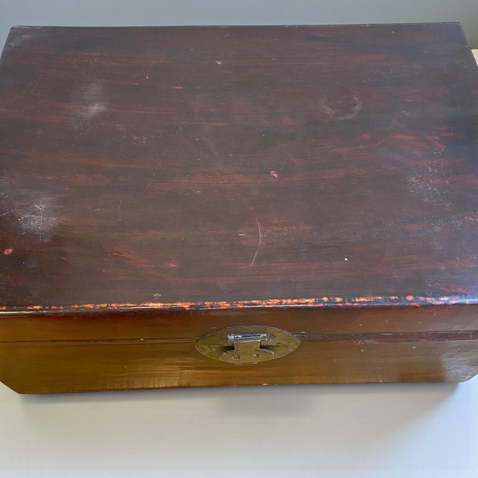 Lacquered Leather Chinese Box Circa 1910. photo furniture