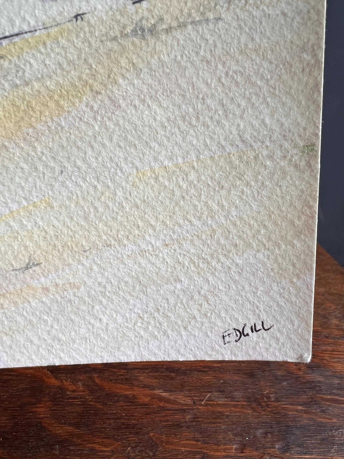 Original 1985 Malvaglia Ticino Switzerland Watercolor & Acrylic Painting – Signed Edgill photo vintage