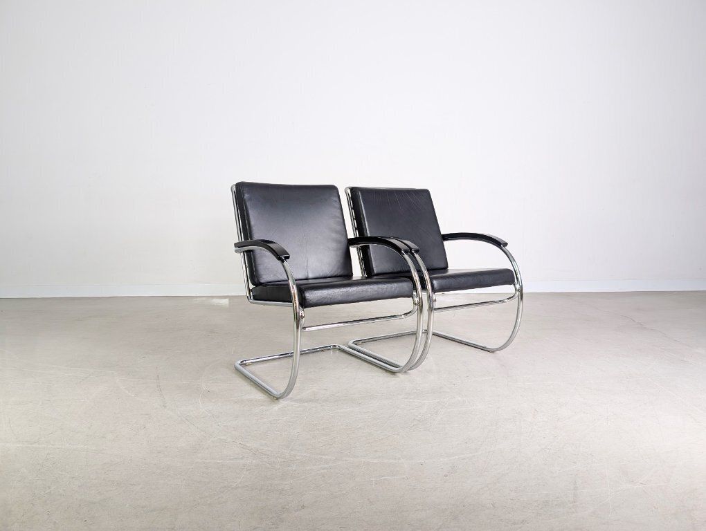 2x Ks 46 Midcentury Armchair Thonet Anton Lorenz Leather Black photo 1490.0