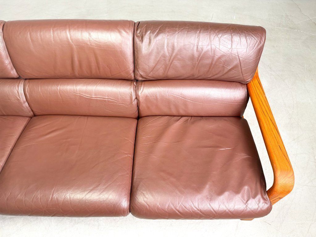 Midcentury Three Seater Sofa Couch L.Olsen & Son Teak Vintage Design photo vinterior