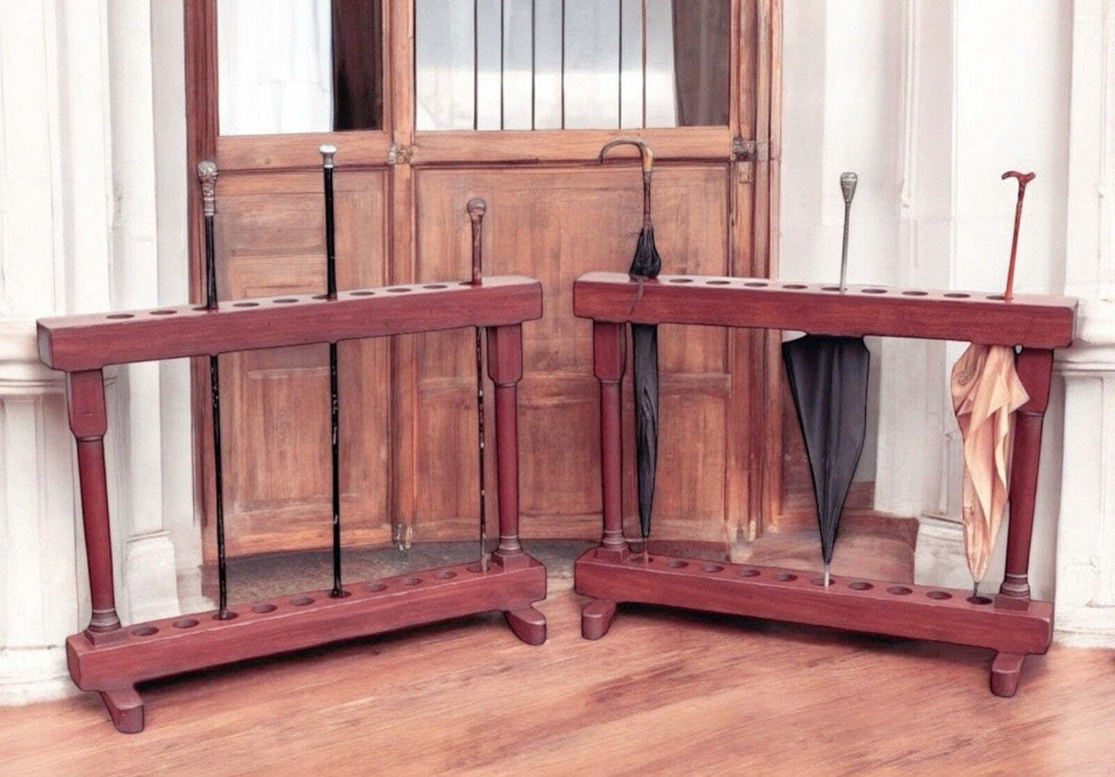 photo buy Country House Pair Of Mahogany Walking Stick Stands. Each Holds 10.