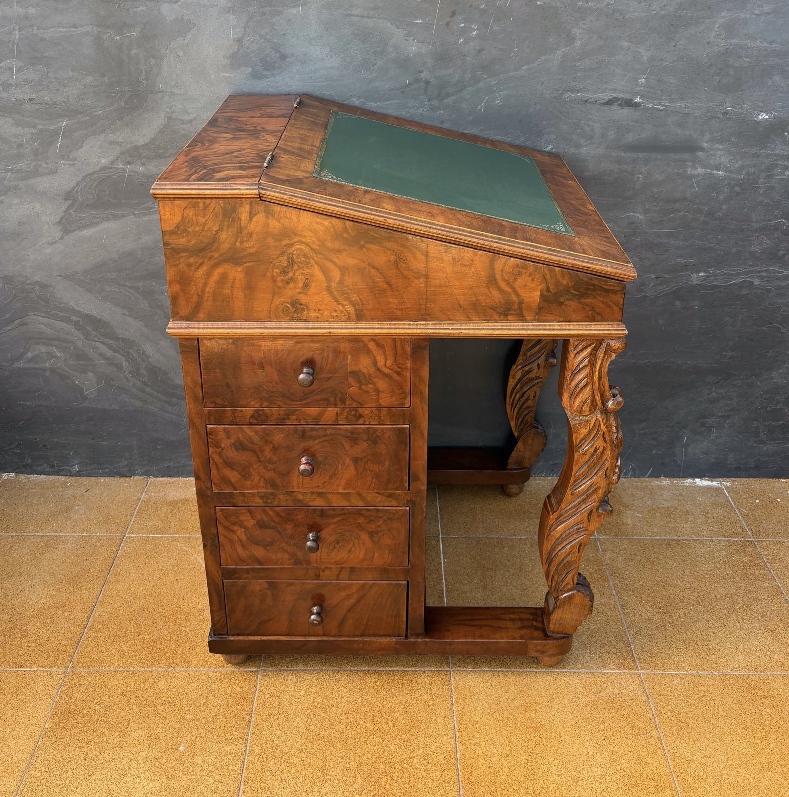 English Regency Revival Burr Walnut Davenport Desk, Early 20th Century photo 2650.0