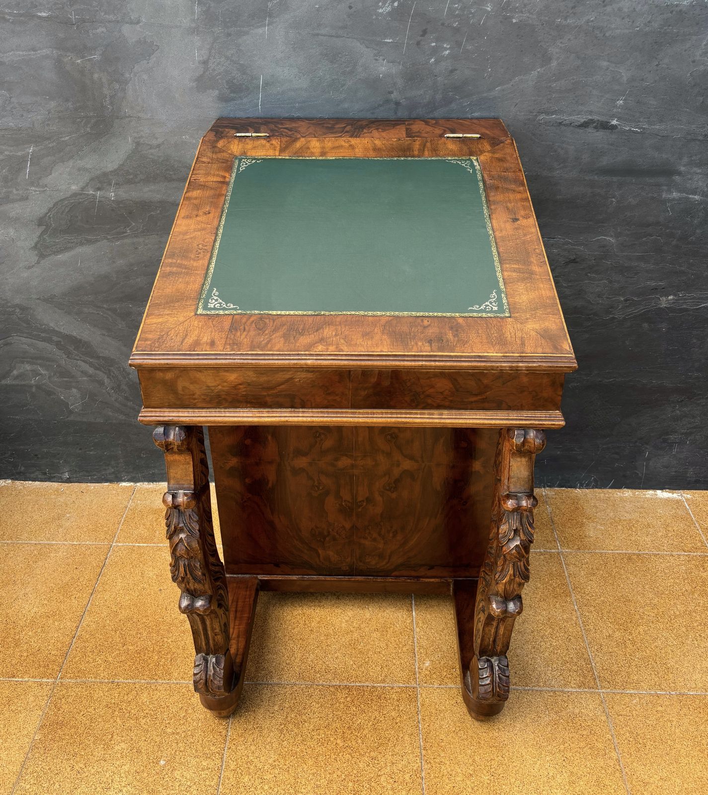 English Regency Revival Burr Walnut Davenport Desk, Early 20th Century photo vintage