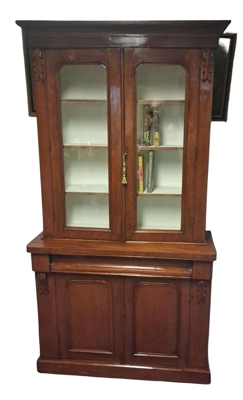 Antique Victorian School Library Styled Bookcase With Bottom Sorage And Draw photo 695.0