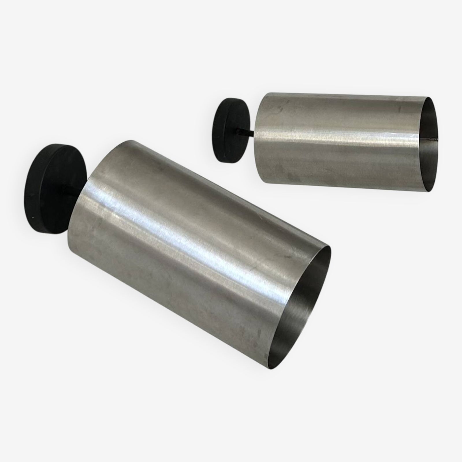 Pair Of Vintage Adjustable Wall Lights, Brushed Metal, France, 1970