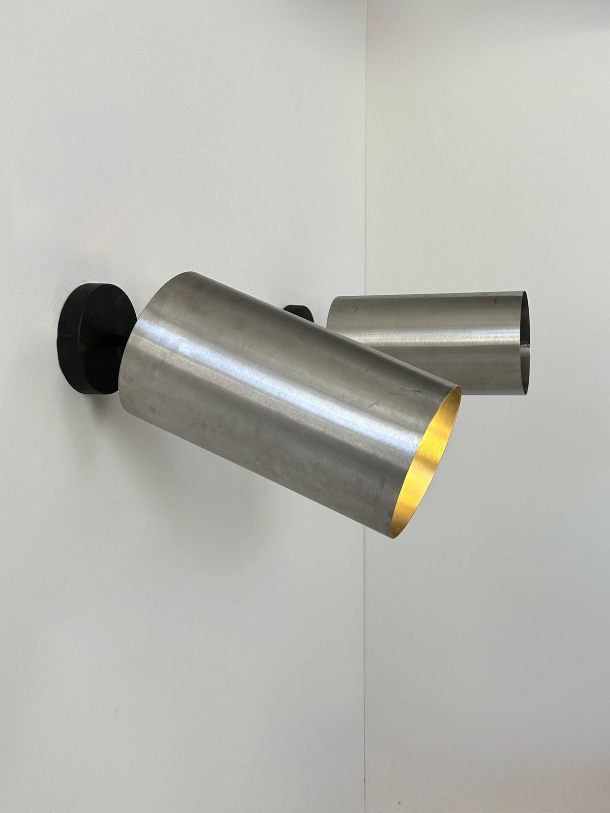 Pair Of Vintage Adjustable Wall Lights, Brushed Metal, France, 1970 photo vintage