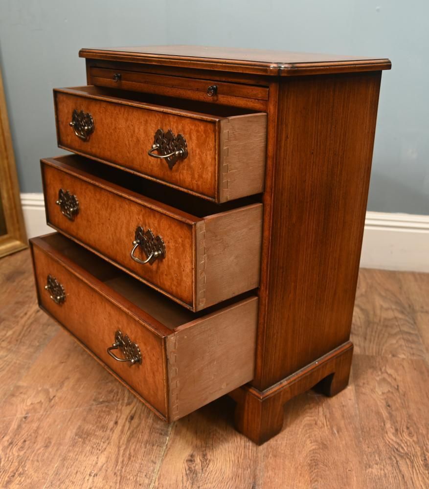 Pair Walnut Bachelors Chests Georgian Revival Bedside Cabinet photo vinterior