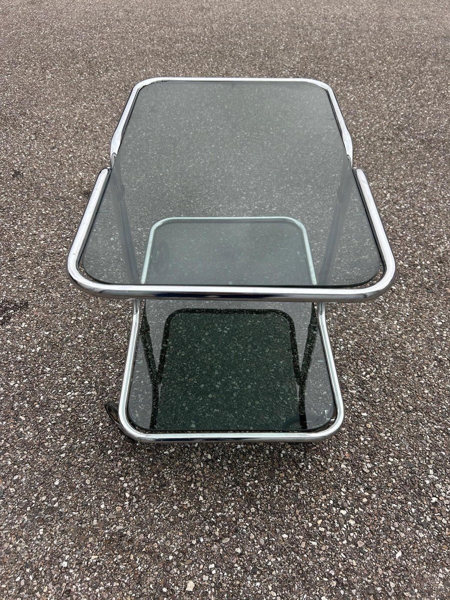 Serving Bar Cart In Chrome And Smoked Glass, 1970s photo furniture