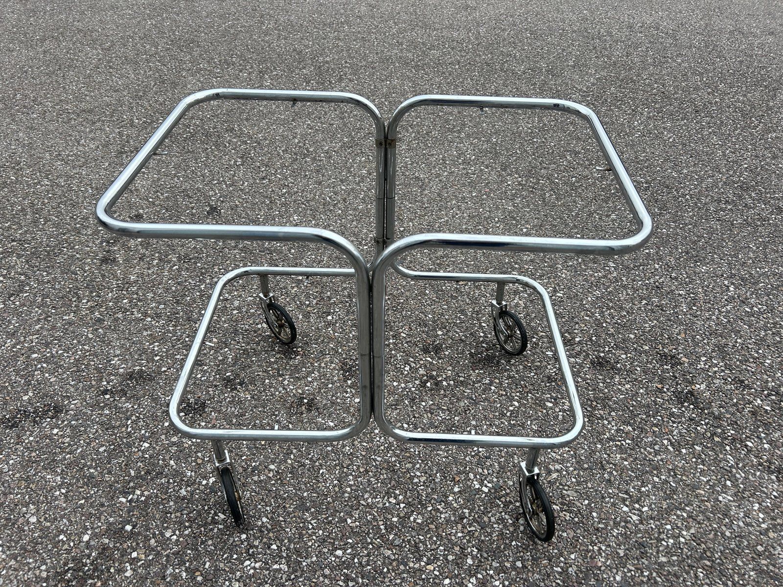 Serving Bar Cart In Chrome And Smoked Glass, 1970s photo vintage