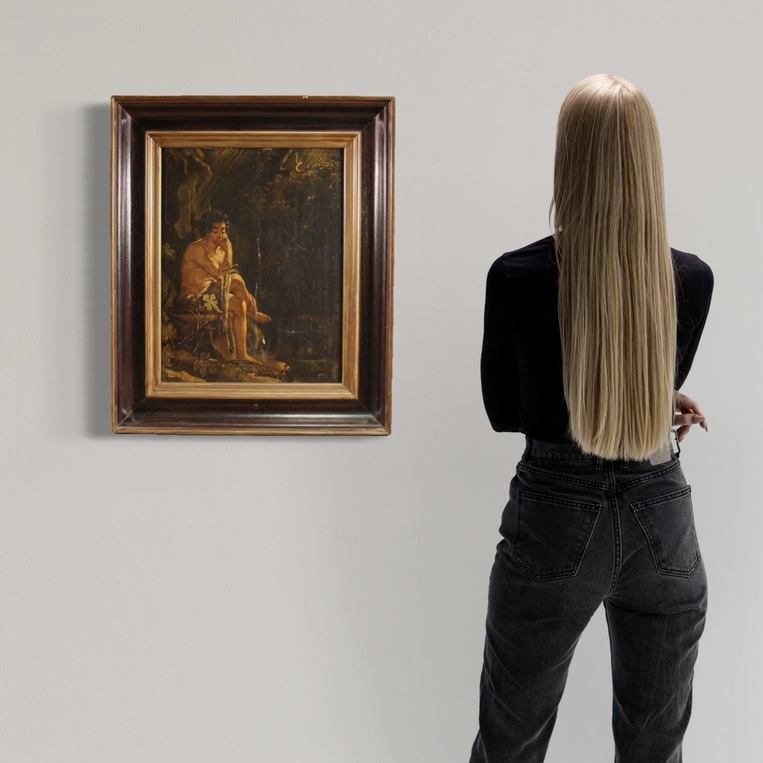 Antique French Painting Of St. John The Baptist From The 18th Century photo for sale