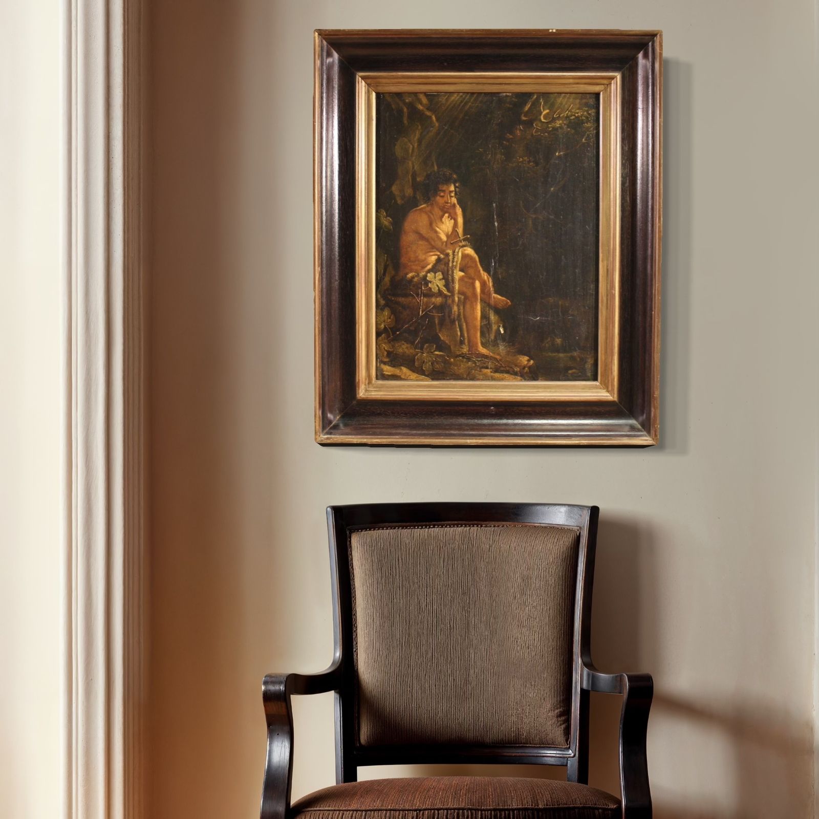 Antique French Painting Of St. John The Baptist From The 18th Century photo vinterior