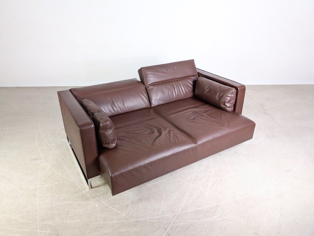 Meubels Ligne Roset Tweezitsbank, Model Urbani, Leer, Indiana Brown photo