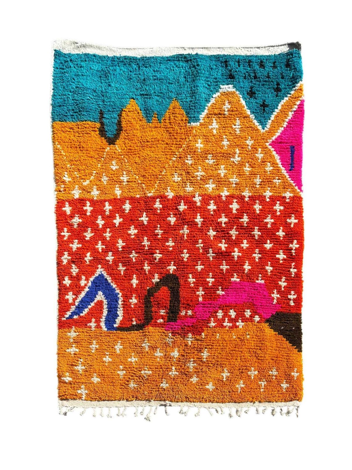 Orange Moroccan Boujad Rug 180x280 Cm Wool Carpet – Rug For Modern Interiors – Handmade By Berber Women photo furniture