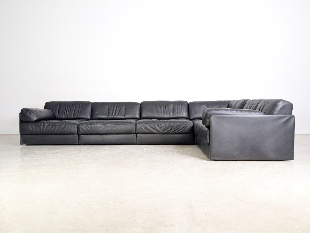 De Sede Ds 76/78 Modular Sofa Corner Sofa Design Corner Couch Leather Black photo for sale